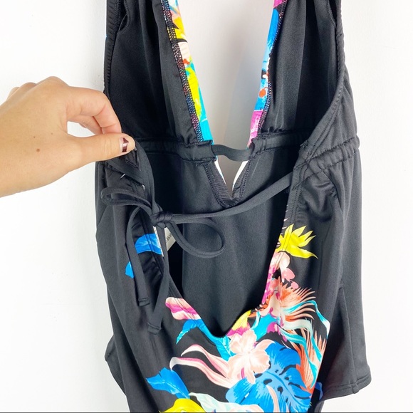 NWOT Laundry Black Tropical One Piece Bathing Suit XS - Picture 4 of 9